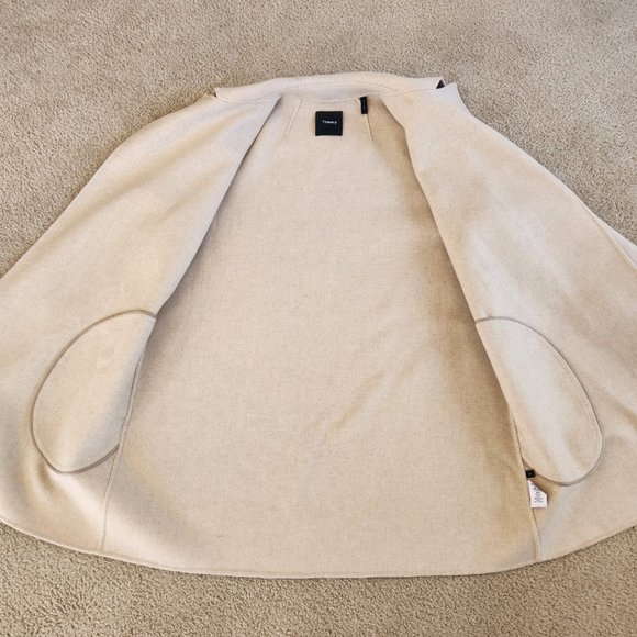 NWOT Theory 38% CASHMERE Coat Overlay DF Double Face Oatmeal Mélange - Picture 13 of 17